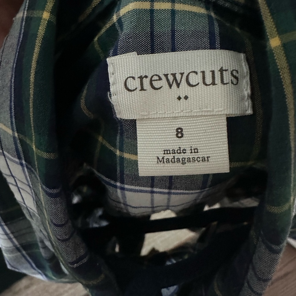 Crewcuts Navy and Green Plaid Button-Down Shirt - Picture 3 of 3